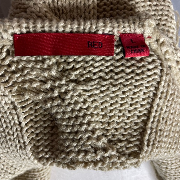 Red by BKE short sleeved tan acrylic cardigan with fringe - Picture 9 of 11